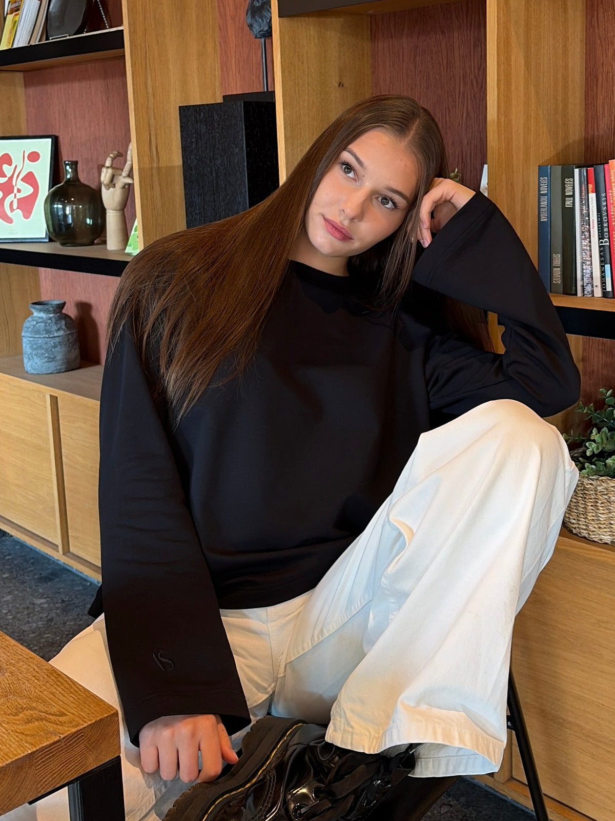 Marškinėliai Long sleeve Juoda